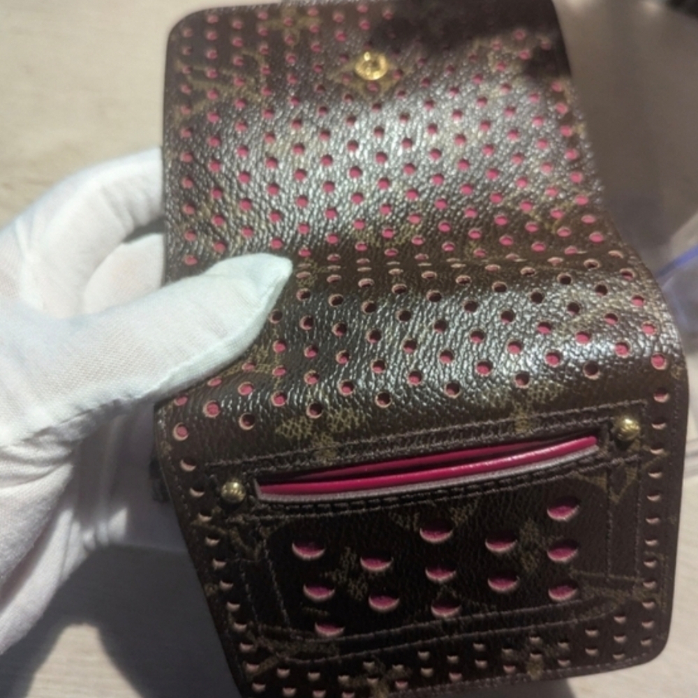 Louis Vuitton Perforated Metallic Brown Wallet with Magenta Interior - Picture 2 of 15